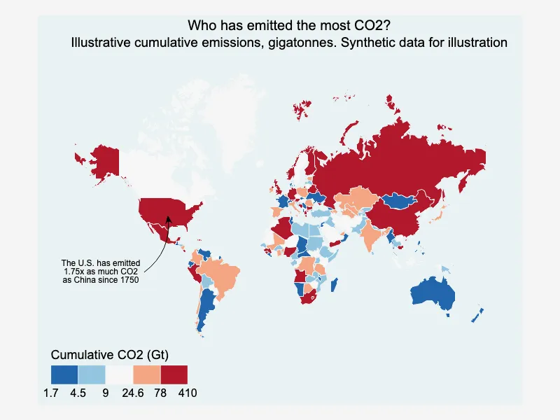World choropleth with a heavy-tailed scale