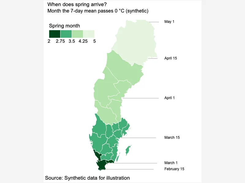 Tall categorical choropleth of Sweden by county
