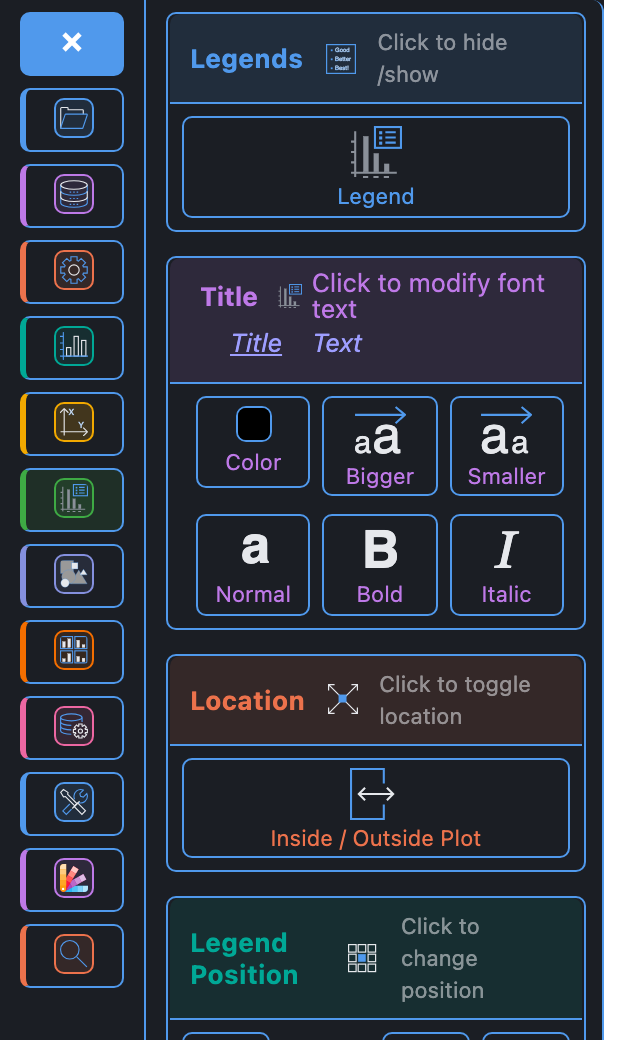 colorful style, dark: the Customizer's Legends panel