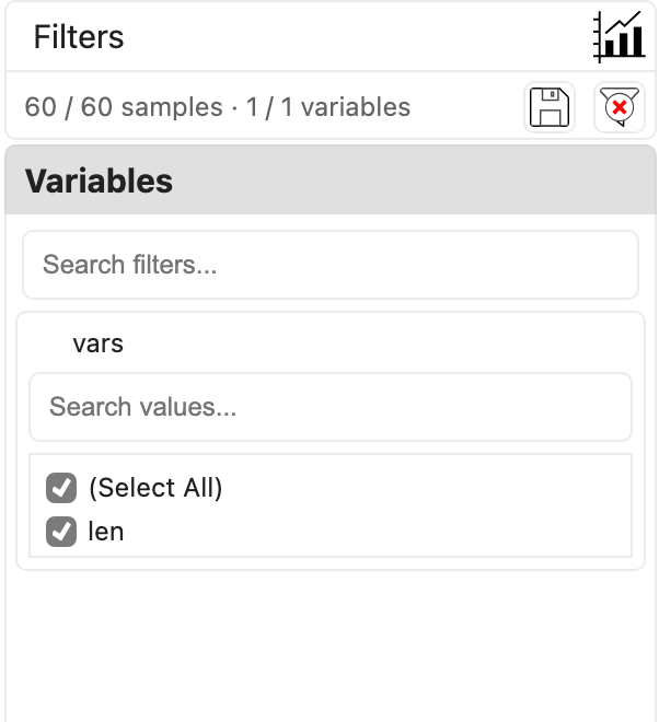 minimal style, light: the data filter panel