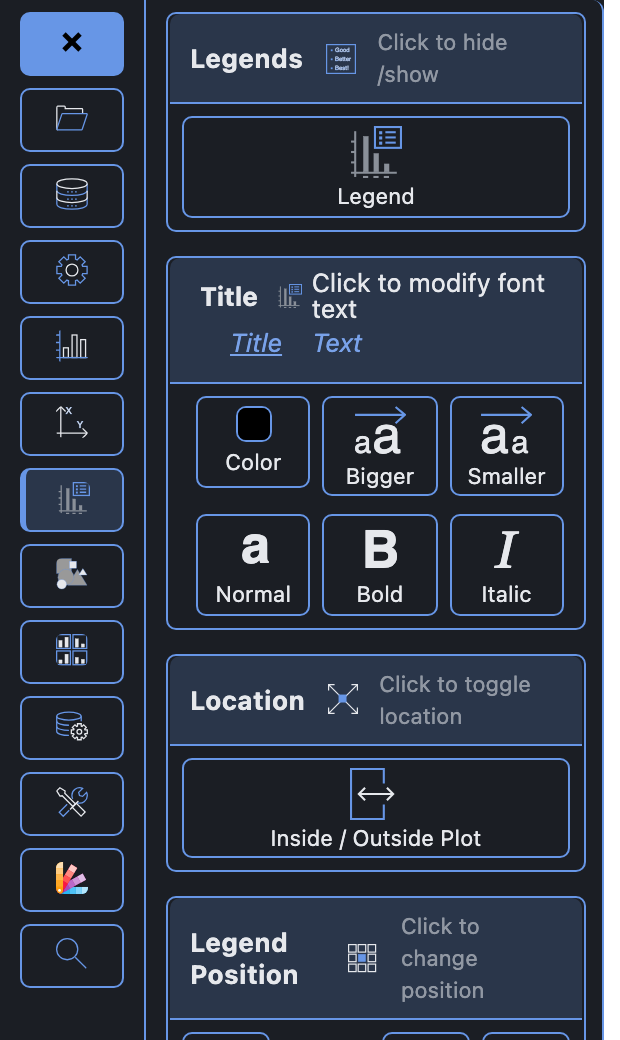 ngs360 style, dark: the Customizer's Legends panel